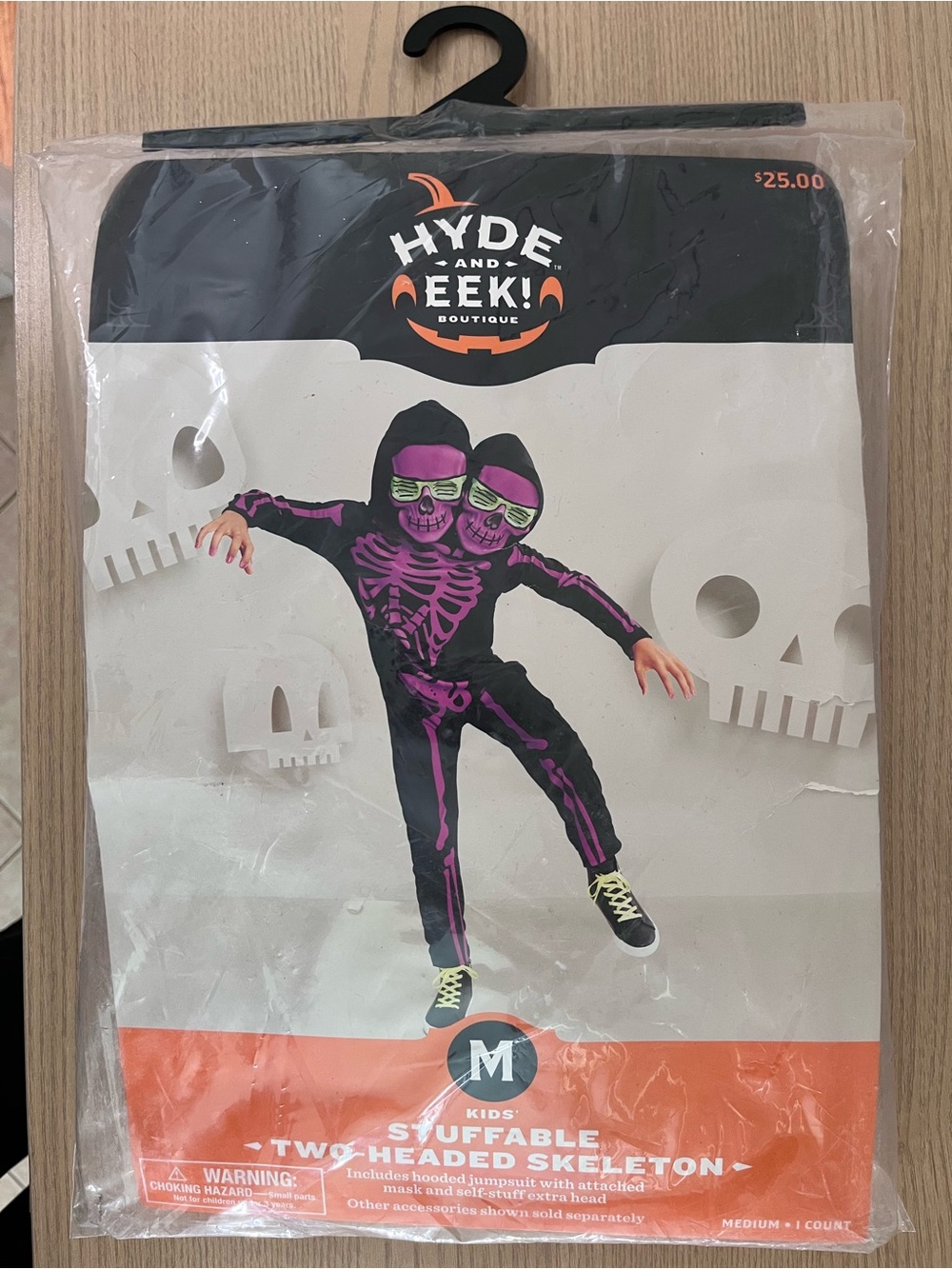 Hyde and Eek! Kids' Purple and Black Two-Headed Skeleton Costume - Medium